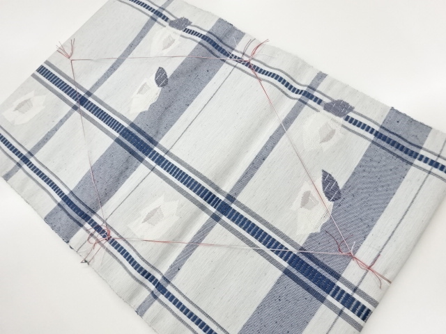 JAPANESE NAGOYA OBI / UNUSED / TSUMUGI / WOVEN ABSTRACT FLOWER
